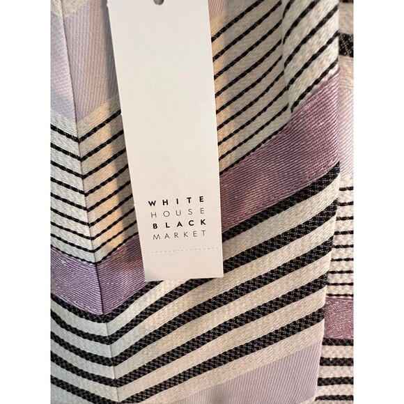 White House Black Market Dress Linen Cotton Striped With Pockets Size 4 NWT - Picture 9 of 11